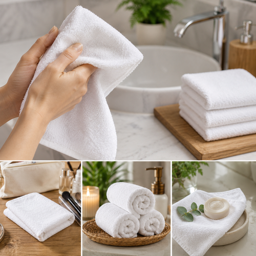 COZY HOME 50x90 El ve Yüz Havlusu | %100 Pamuk Beyaz Havlu | 2'li Set