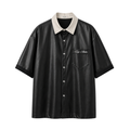 Ivory Collar Leather Shirt