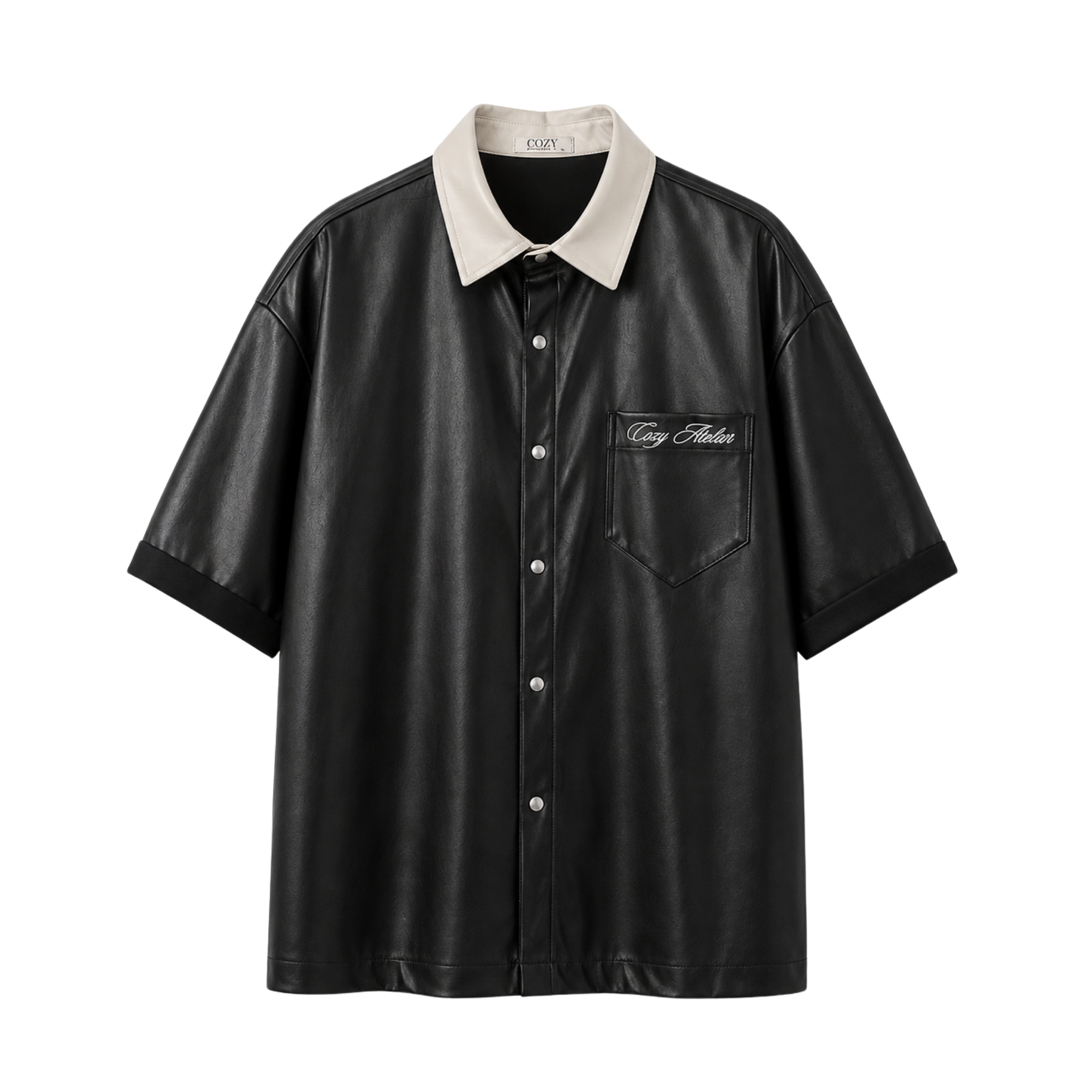 Ivory Collar Leather Shirt