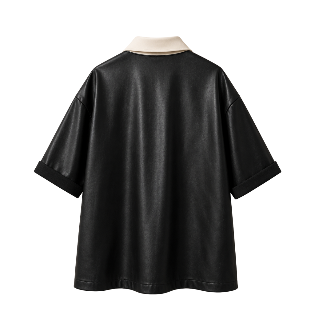 Ivory Collar Leather Shirt