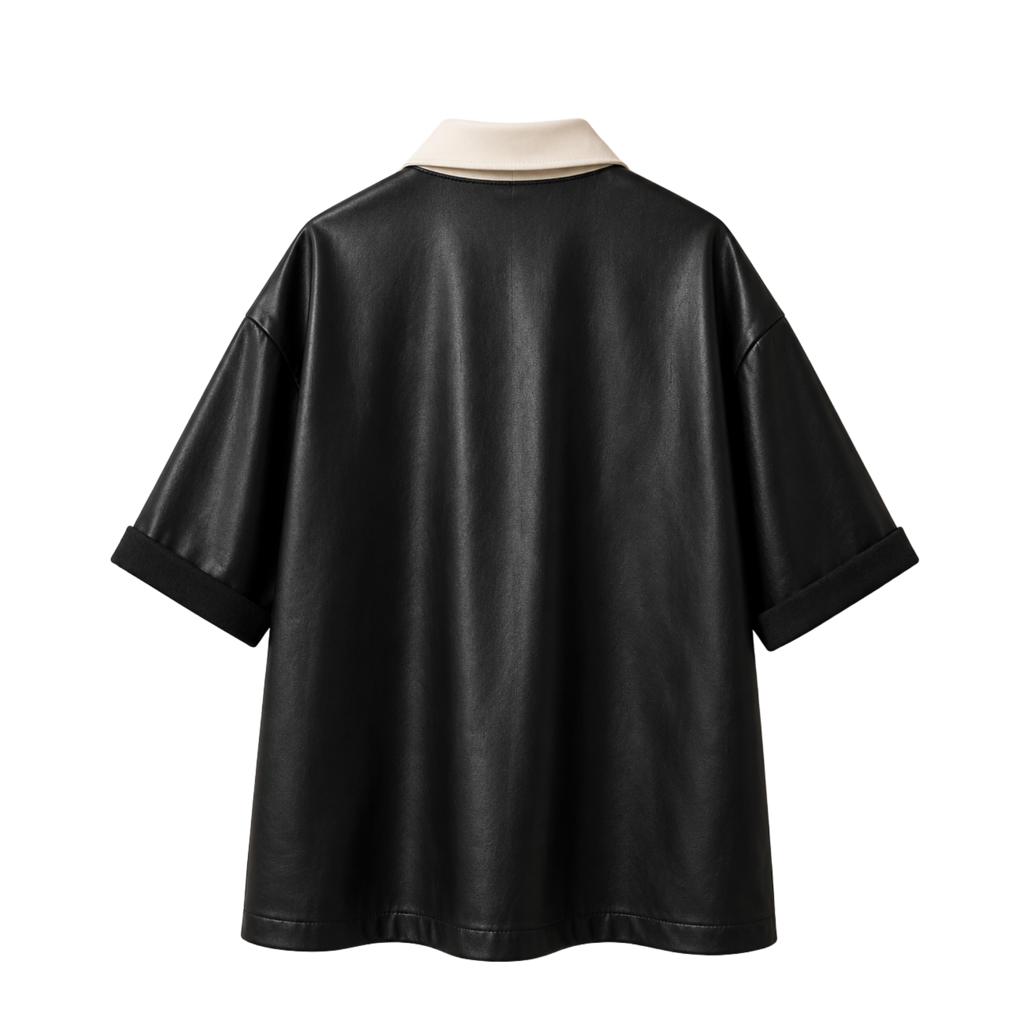 Ivory Collar Leather Shirt
