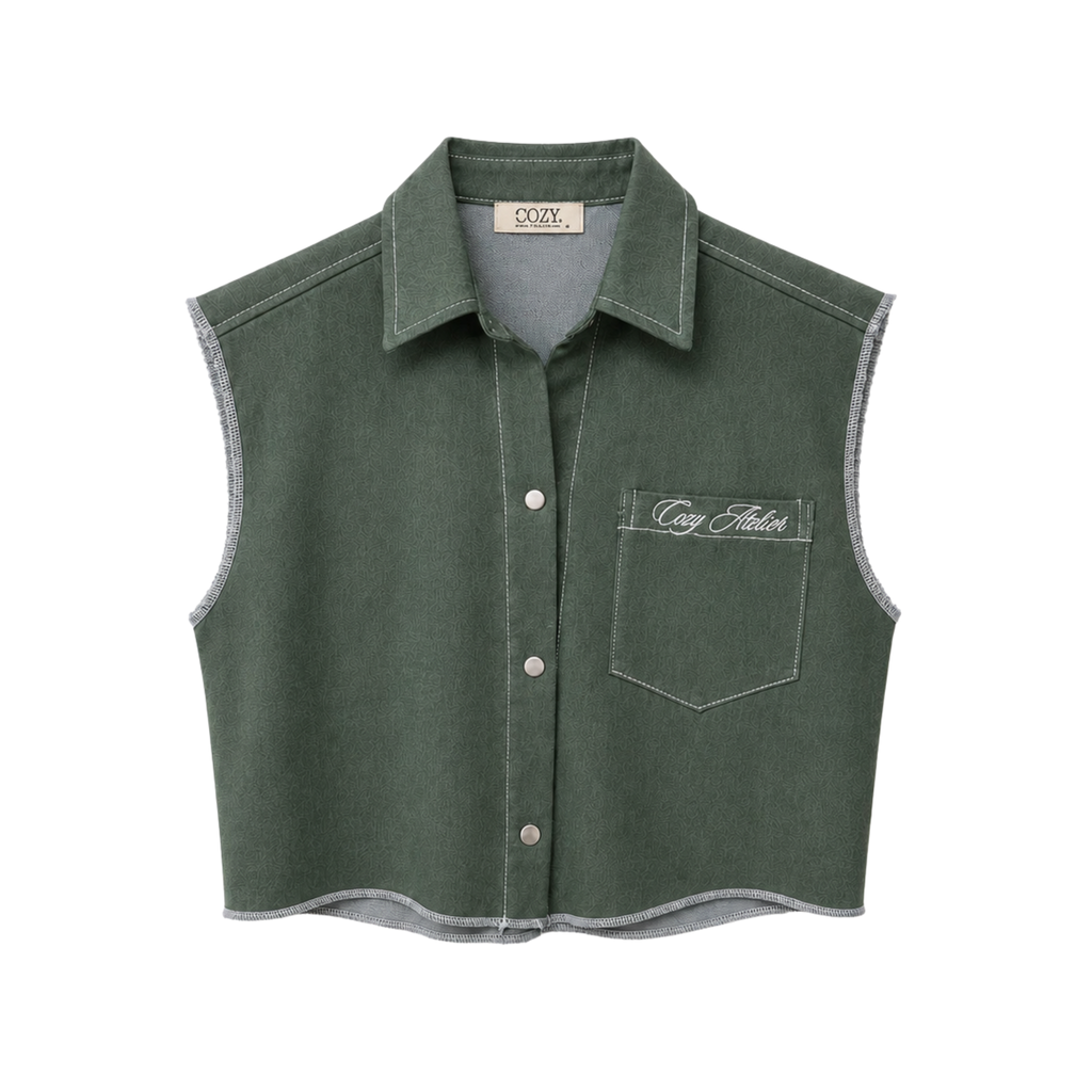 Crop Mint Denim Shirt