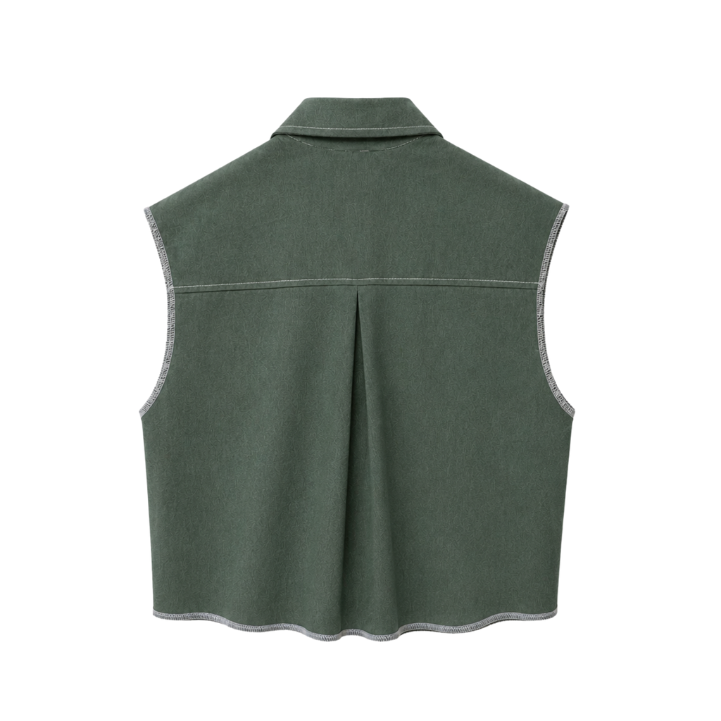 Crop Mint Denim Shirt