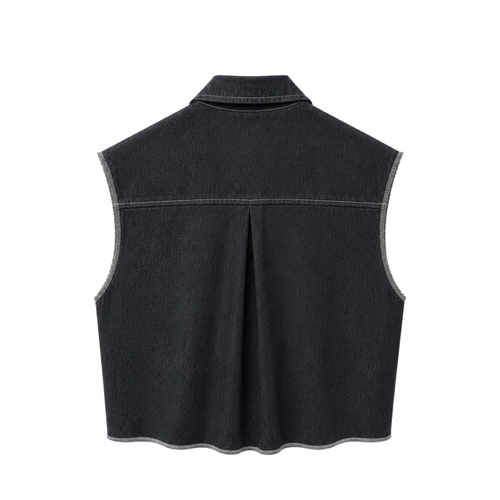 Crop Midnight Denim Shirt