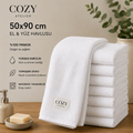 COZY HOME 50x90 El ve Yüz Havlusu | %100 Pamuk Beyaz Havlu | 2'li Set
